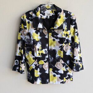 Conrad C abstract floral print zip jacket